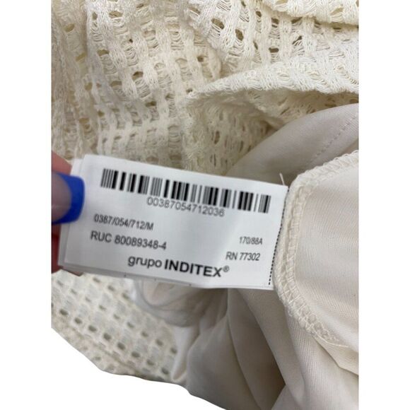 Zara Womens Midi Dress White M Long Sleeve Crochet Gold Applique 0387/054 NWT - Picture 11 of 16